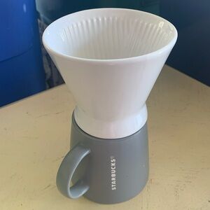 Starbucks porcelain two piece coffee making mug.